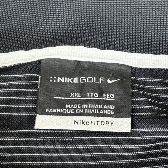 Nike Golf Polo Shirt Mens 2XL Black White Stripe Dri Fit Dry 274038-010 - Picture 5 of 13